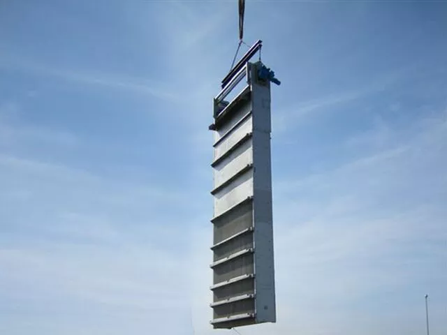 Bar Screen held by a crane for installation