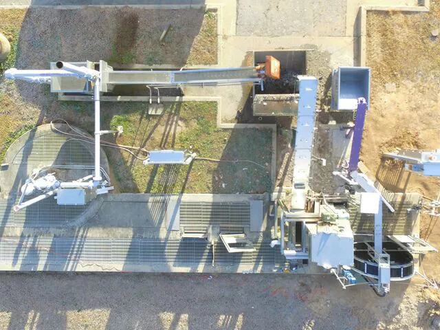 Aeral view of Ozzy Cup Screens installed in wastewater treatment plant