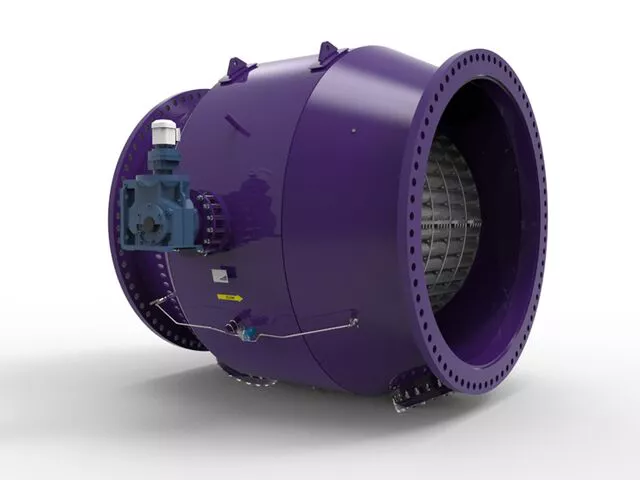 Rendering of Filter Housing with debris discharge on the side