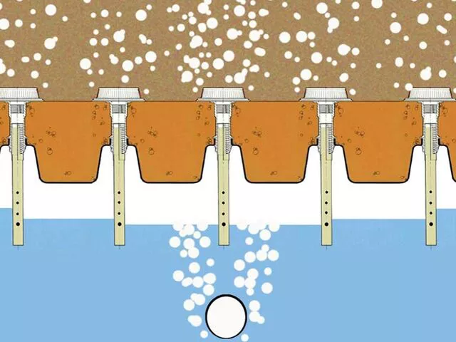 Diagram demonstrating basic function of underdrain nozzles