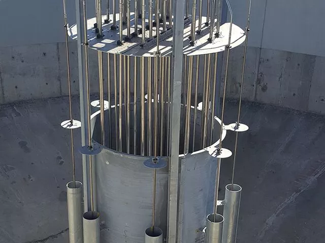 A DigestivorePAD system installed in a deep circular basin