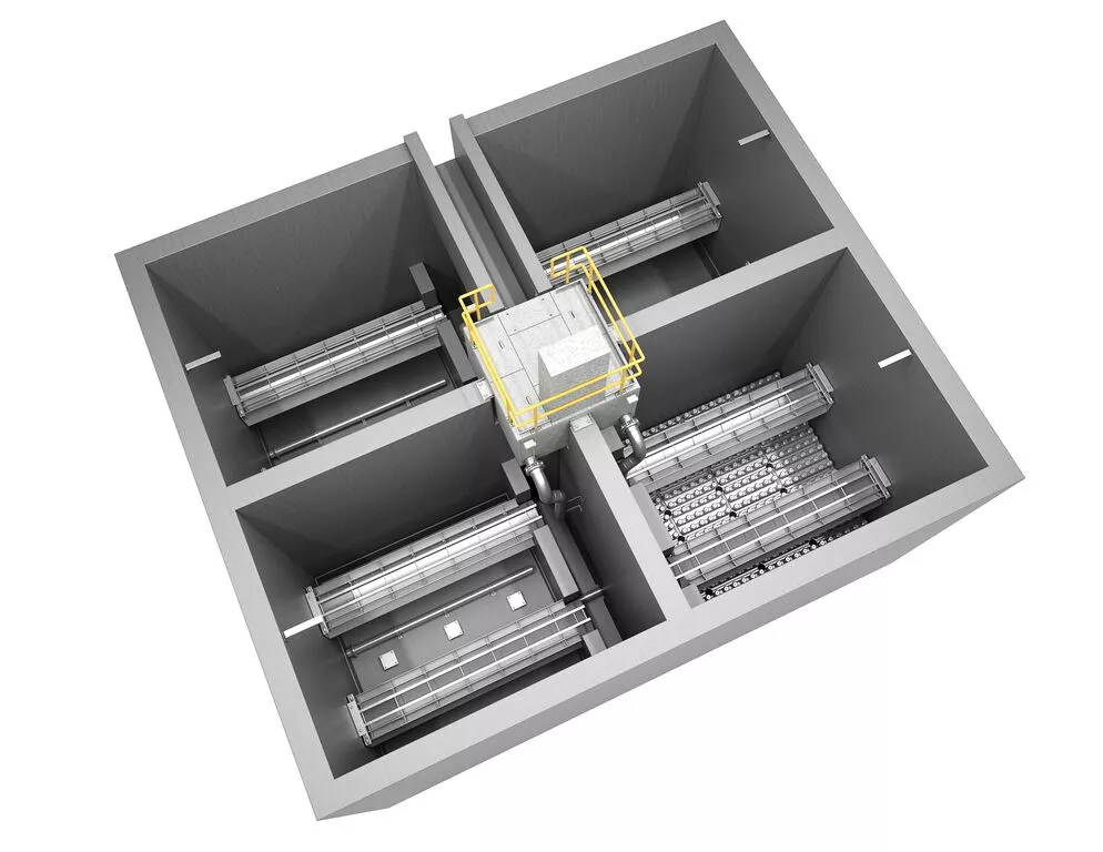 The EWT™ QuadraKleen™ filter is a modular, four cell granular media filter